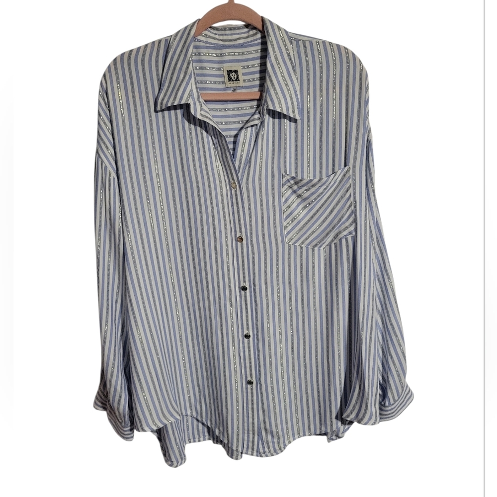 Anne Klein Metallic Stripe Shirt